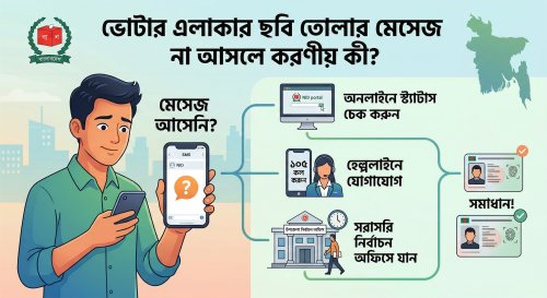 ভোটার এলাকার ছবি তোলার মেসেজ না আসলে করণীয় কী?