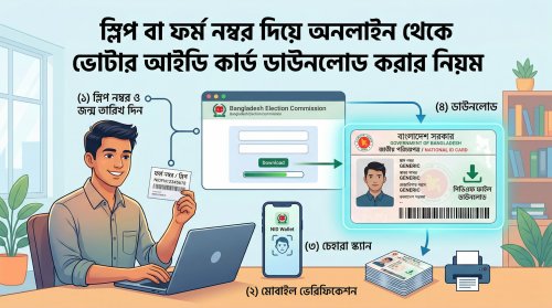 স্লিপ বা ফর্ম নম্বর দিয়ে অনলাইন থেকে ভোটার আইডি কার্ড ডাউনলোড করার নিয়ম