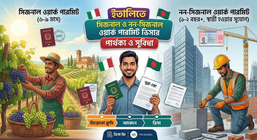 ইতালিতে সিজনাল ও নন-সিজনাল ওয়ার্ক পারমিট ভিসার পার্থক্য ও সুবিধা