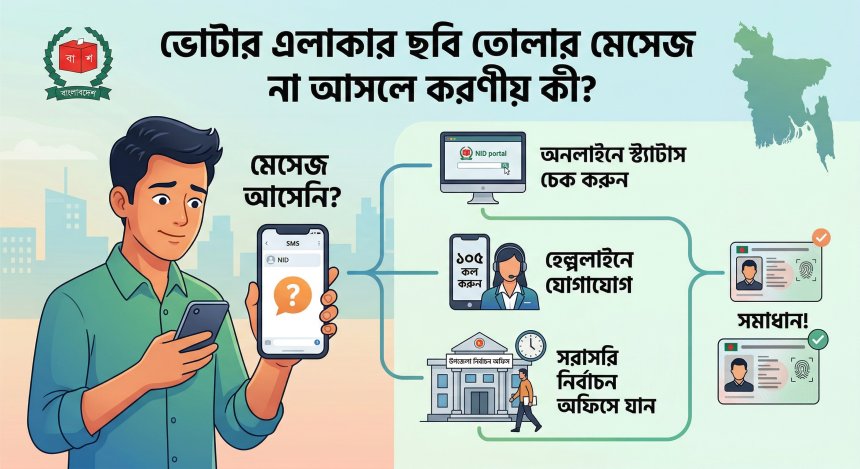 ভোটার এলাকার ছবি তোলার মেসেজ না আসলে করণীয় কী?