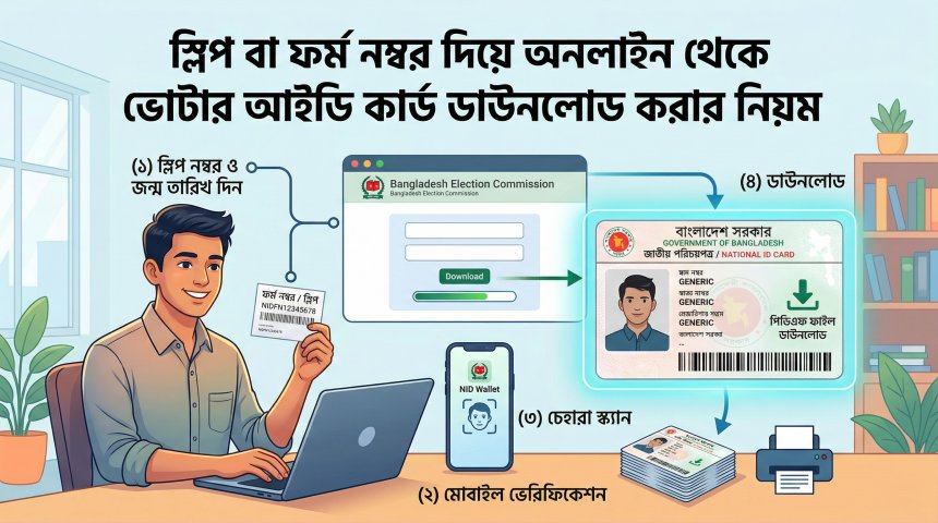 স্লিপ বা ফর্ম নম্বর দিয়ে অনলাইন থেকে ভোটার আইডি কার্ড ডাউনলোড করার নিয়ম