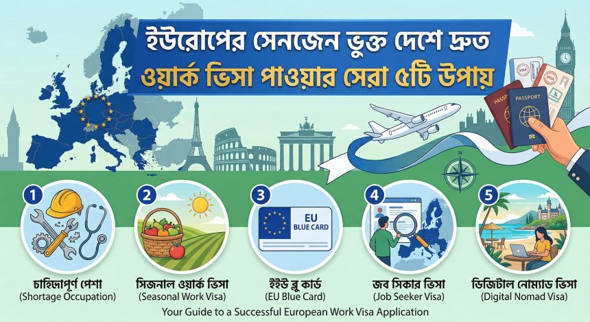 ইউরোপের সেনজেন ভুক্ত দেশে দ্রুত ওয়ার্ক ভিসা পাওয়ার সেরা ৫টি উপায়