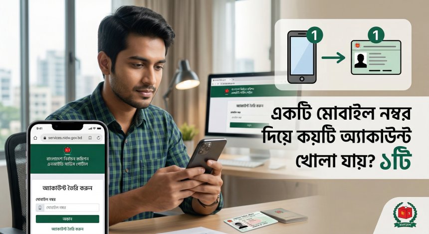 একটি মোবাইল নম্বর দিয়ে নির্বাচন কমিশনের ওয়েবসাইটে কয়টি অ্যাকাউন্ট খোলা যায়?
